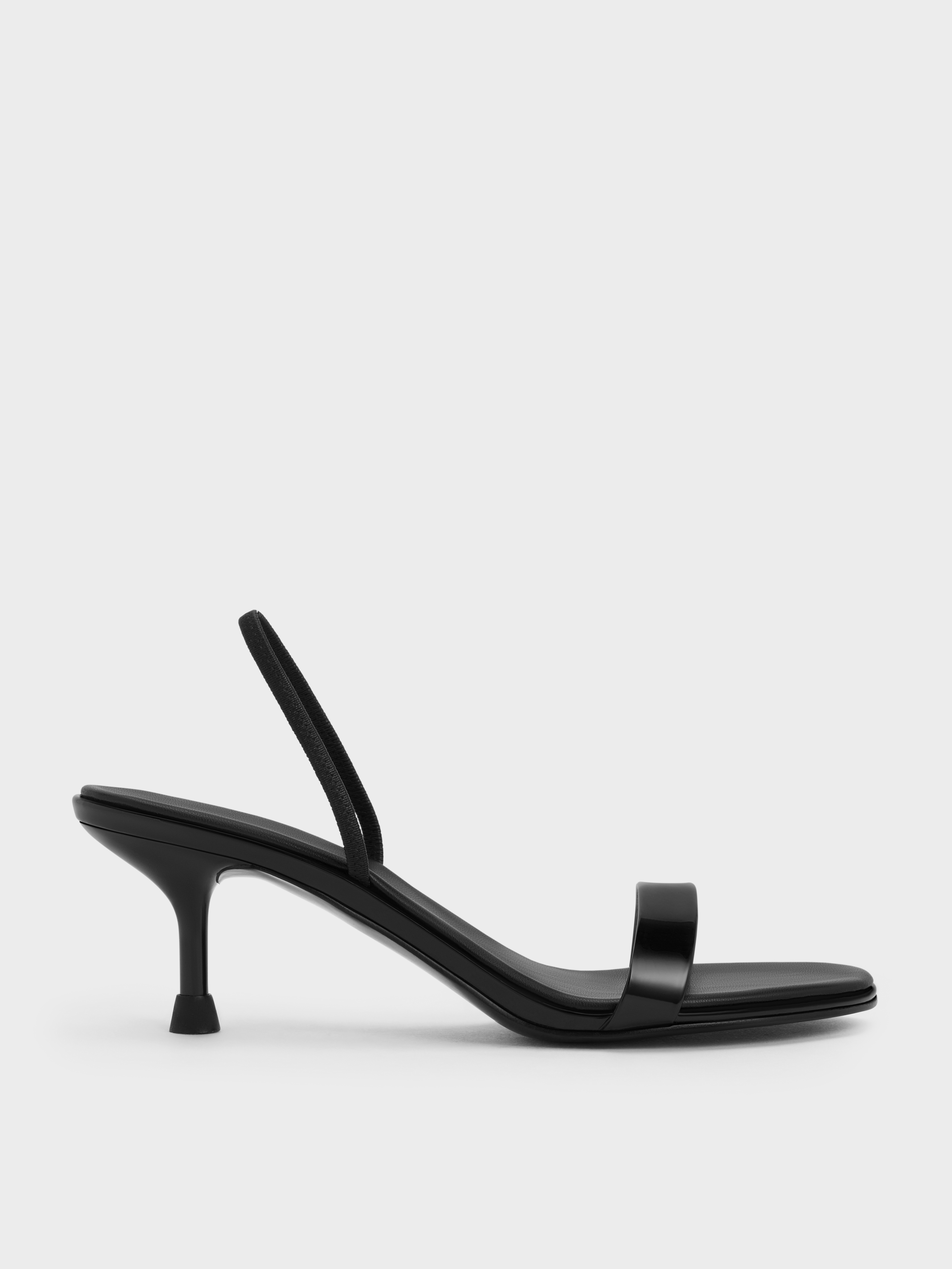 Black Patent Strap Kitten Heel Slingback Pumps Charles And Keith Us