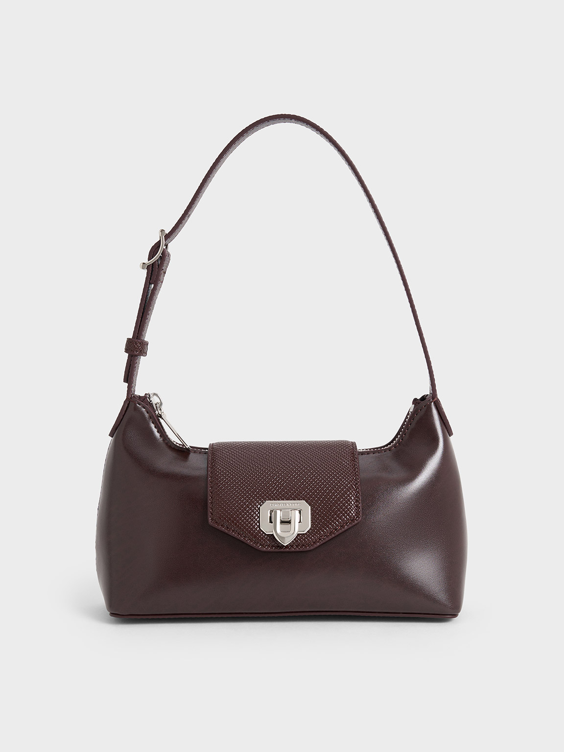 Plum Arwen Belted Shoulder Bag - CHARLES & KEITH US