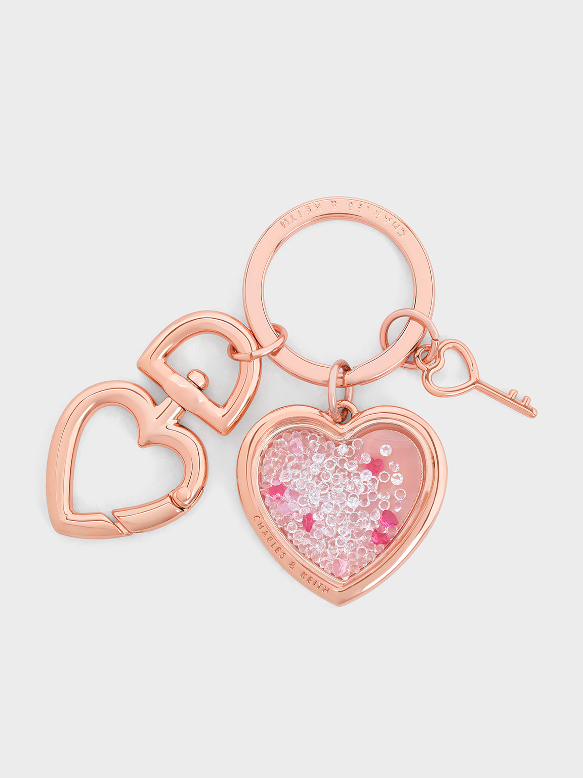 Bundle Of buy 2 Authentic Coach Pink Crystal Heart Locket Key Chains Silver New