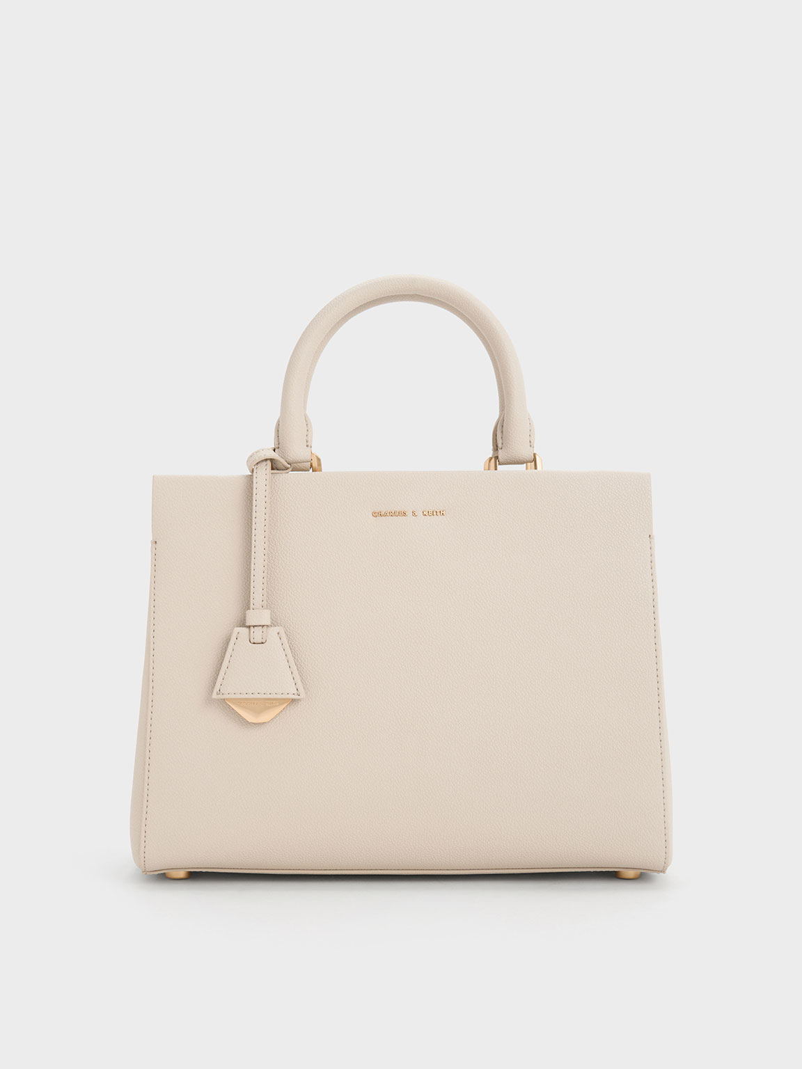 Ivory Mirabelle Structured Top Handle Bag - CHARLES & KEITH US