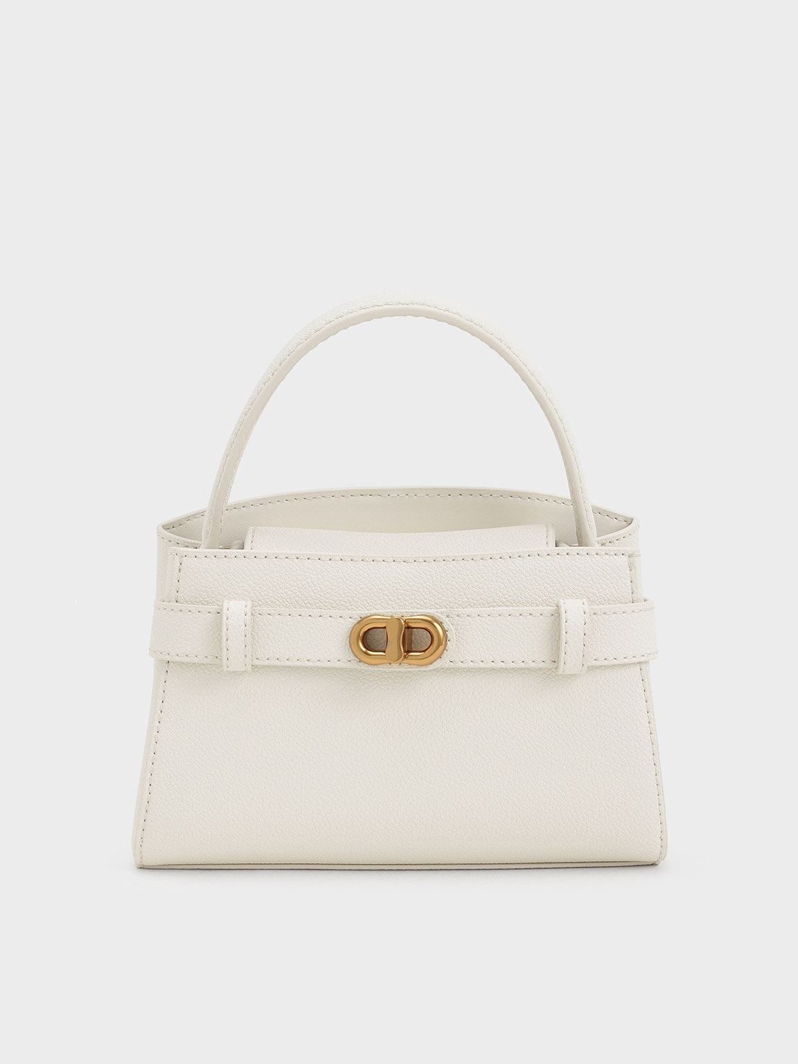 Cream Aubrielle Metallic-Buckle Top Handle Bag - CHARLES & KEITH HK