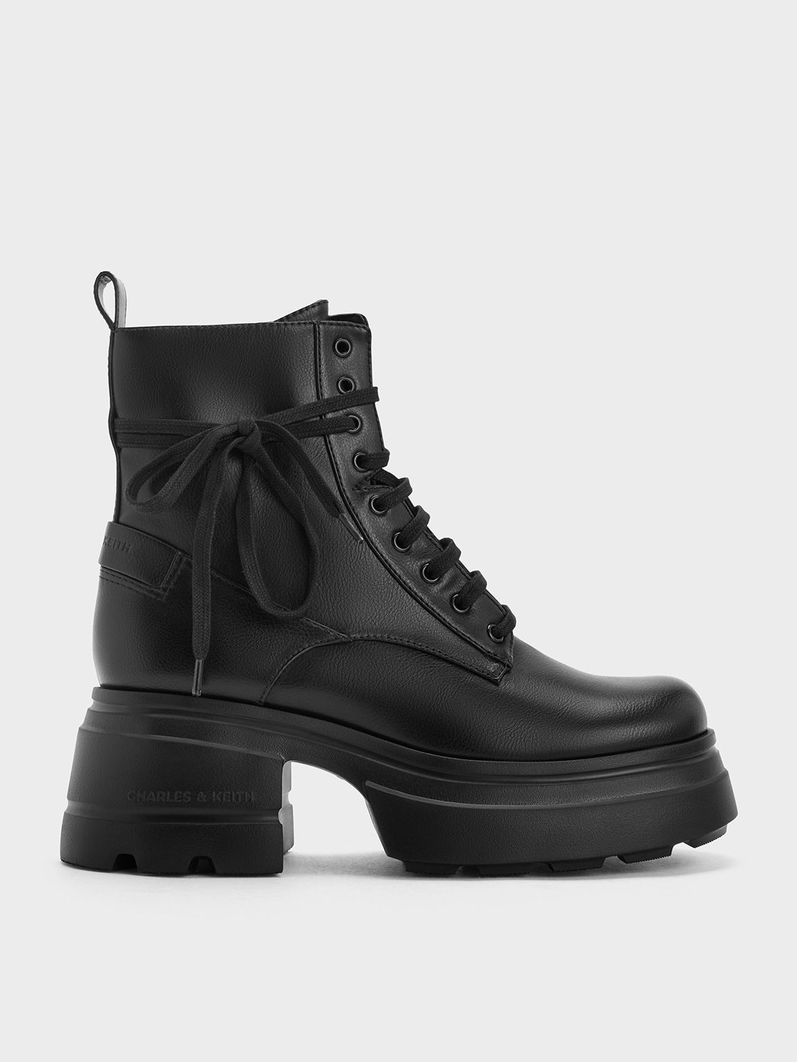 Black patent lace up chunky ankle boots hotsell