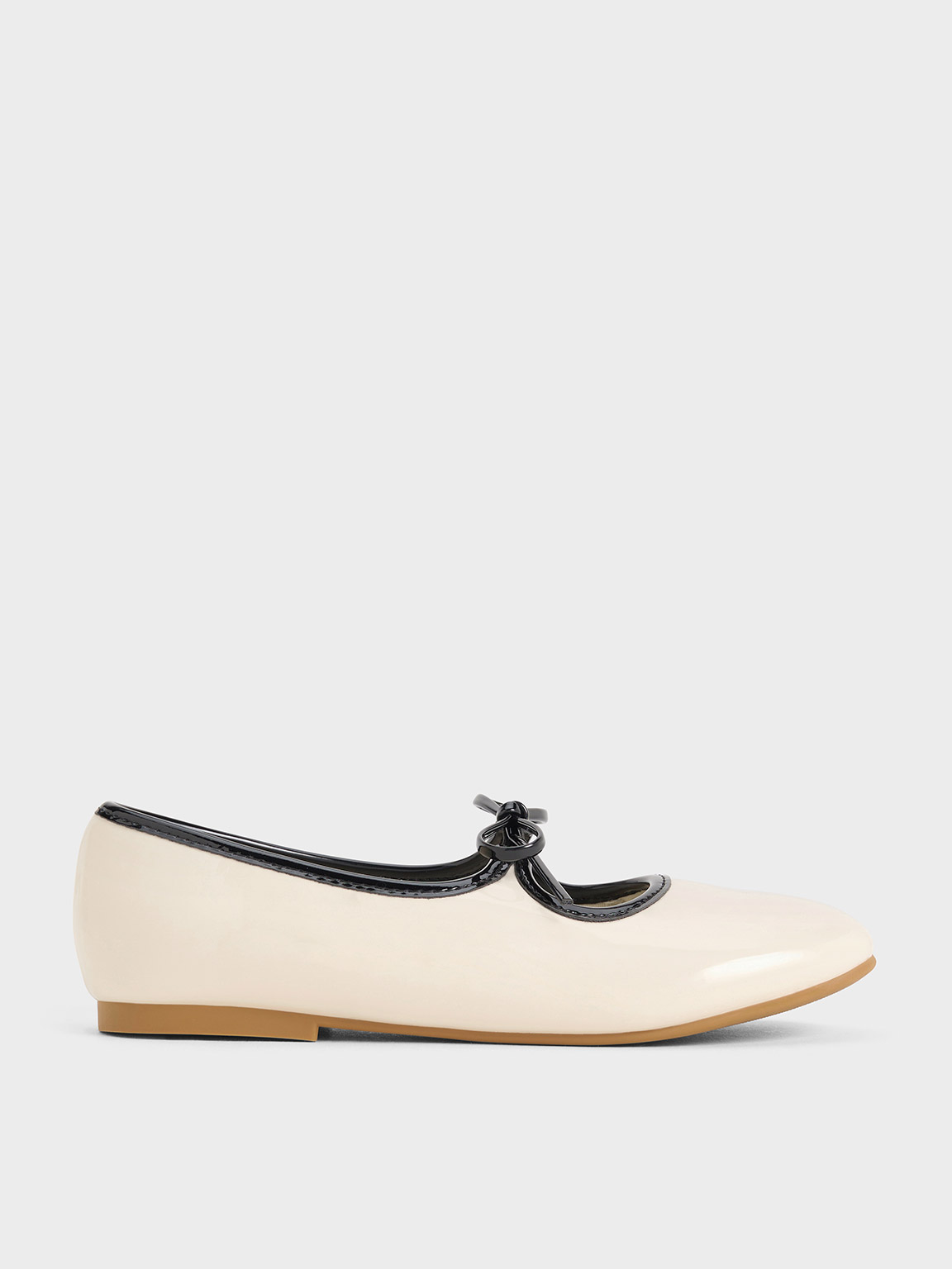 Chalk Girls' Patent Two-Tone Bow Ballet Flats - CHARLES & KEITH SG