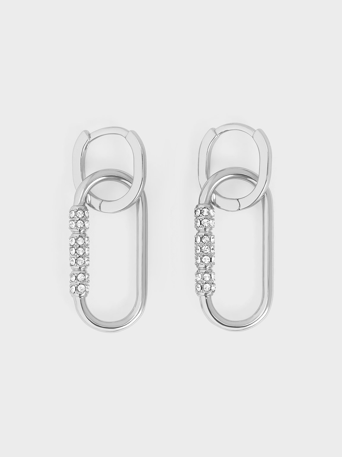 Silver Reagan Crystal Drop Earrings - CHARLES & KEITH SG