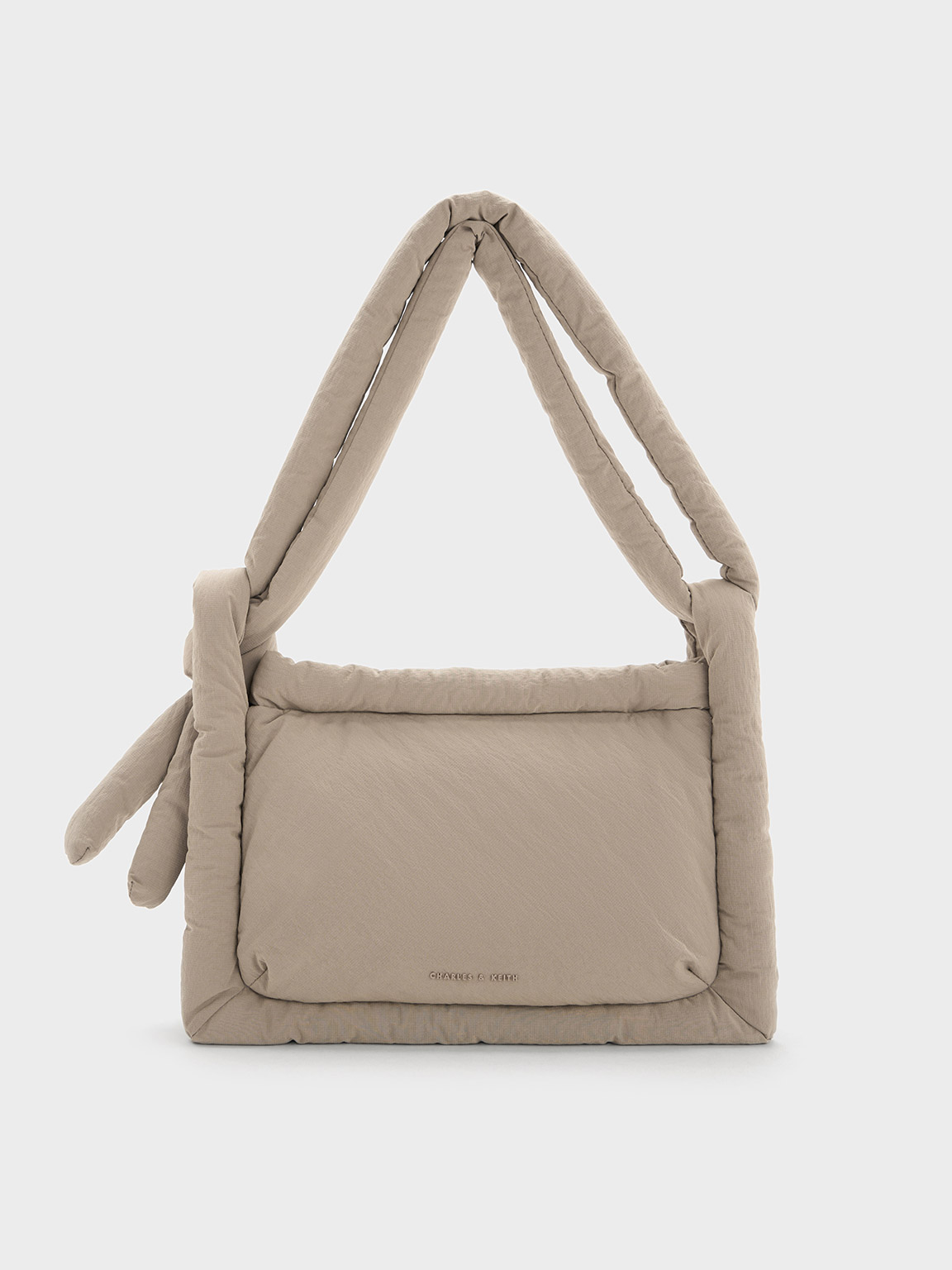 Taupe Errya Nylon Puffy Crossbody Bag | CHARLES & KEITH