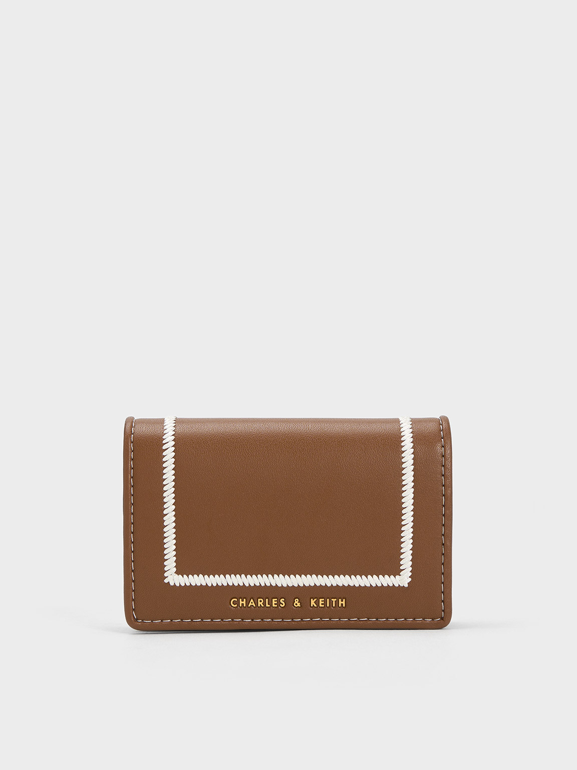 Chocolate Astra Contrast Trim Wallet - CHARLES & KEITH AE