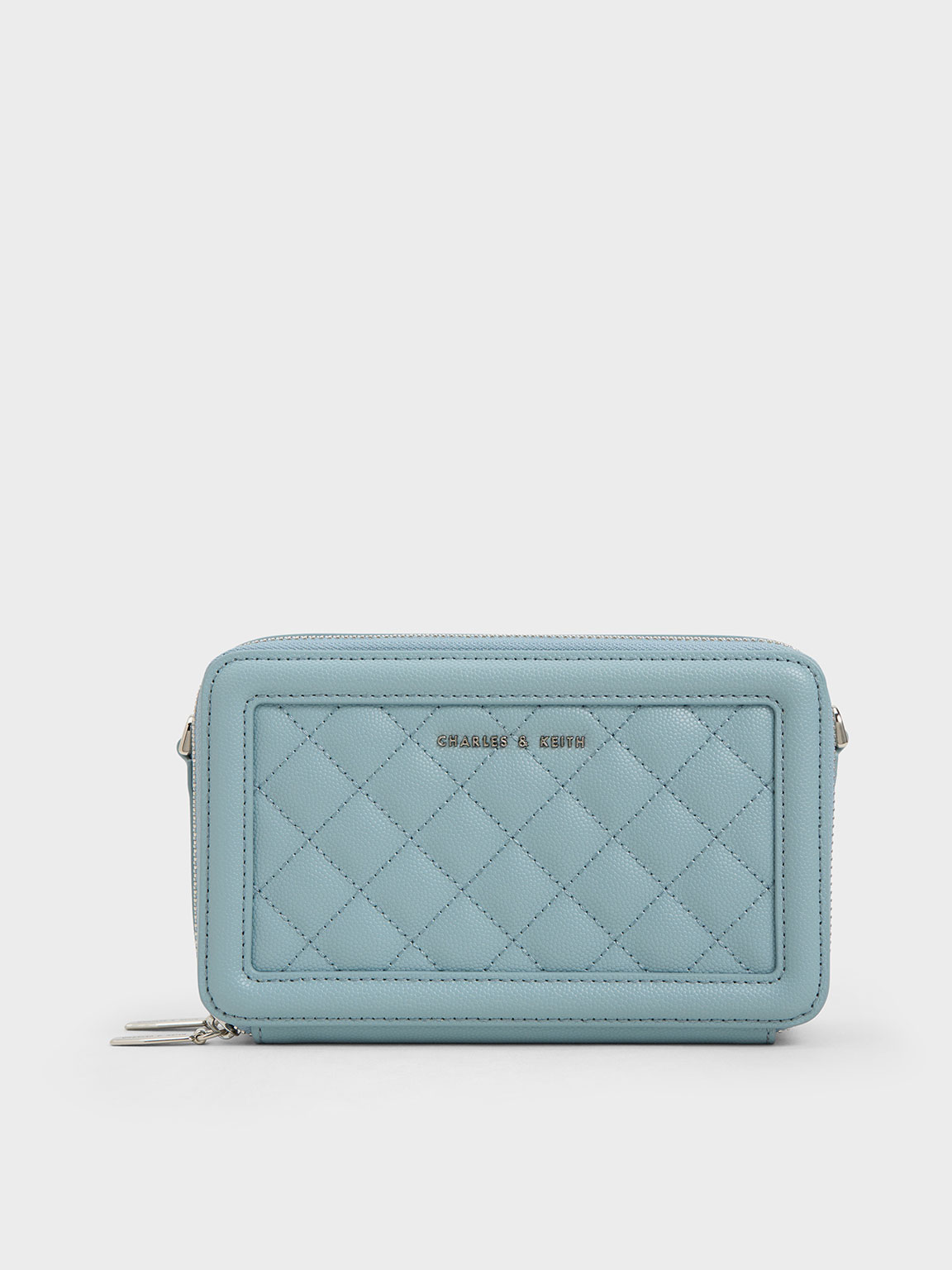 Slate Blue Quilted Boxy Long Wallet - CHARLES & KEITH ZA