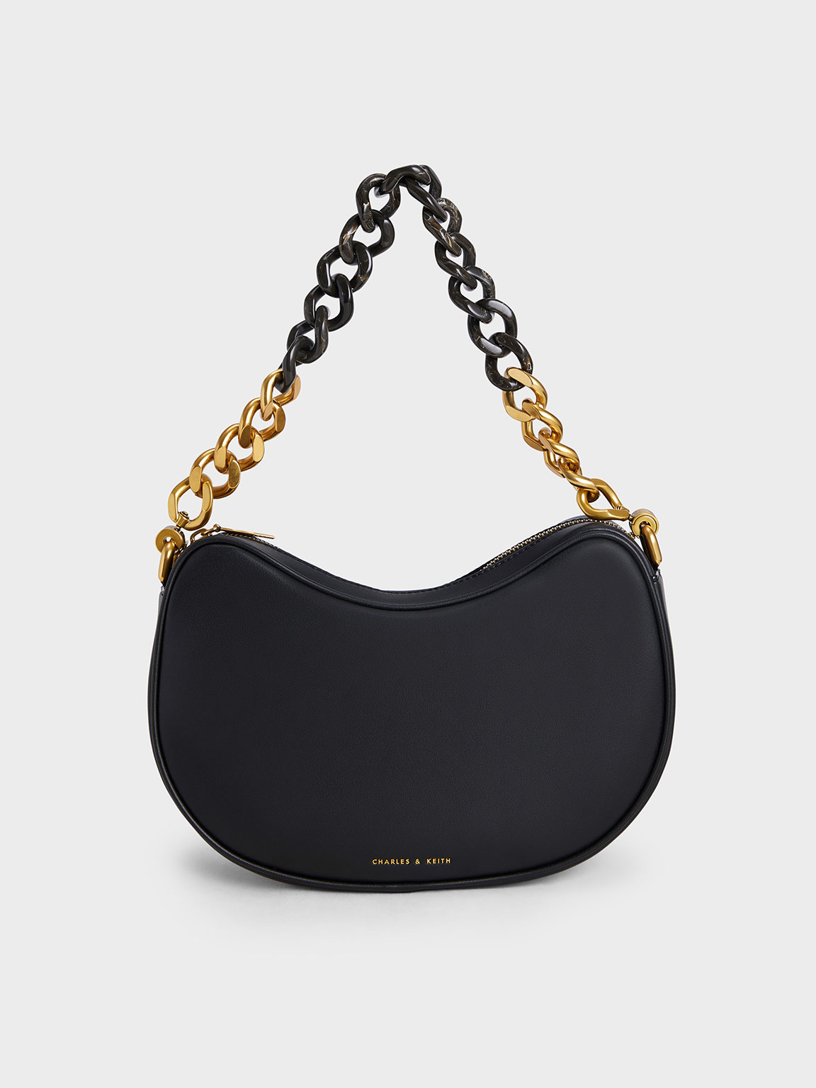 Black Sonnet Curved Shoulder Bag - CHARLES & KEITH International