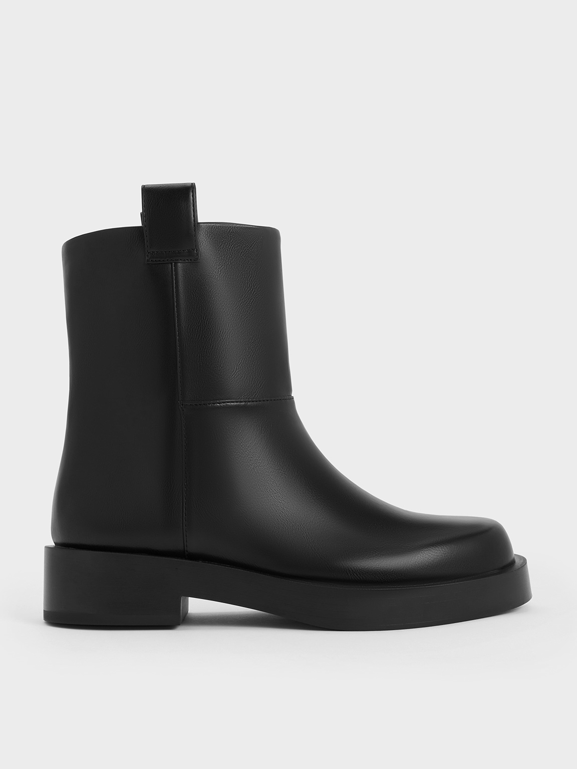 Black Double Pull-Tab Ankle Boots - CHARLES & KEITH US