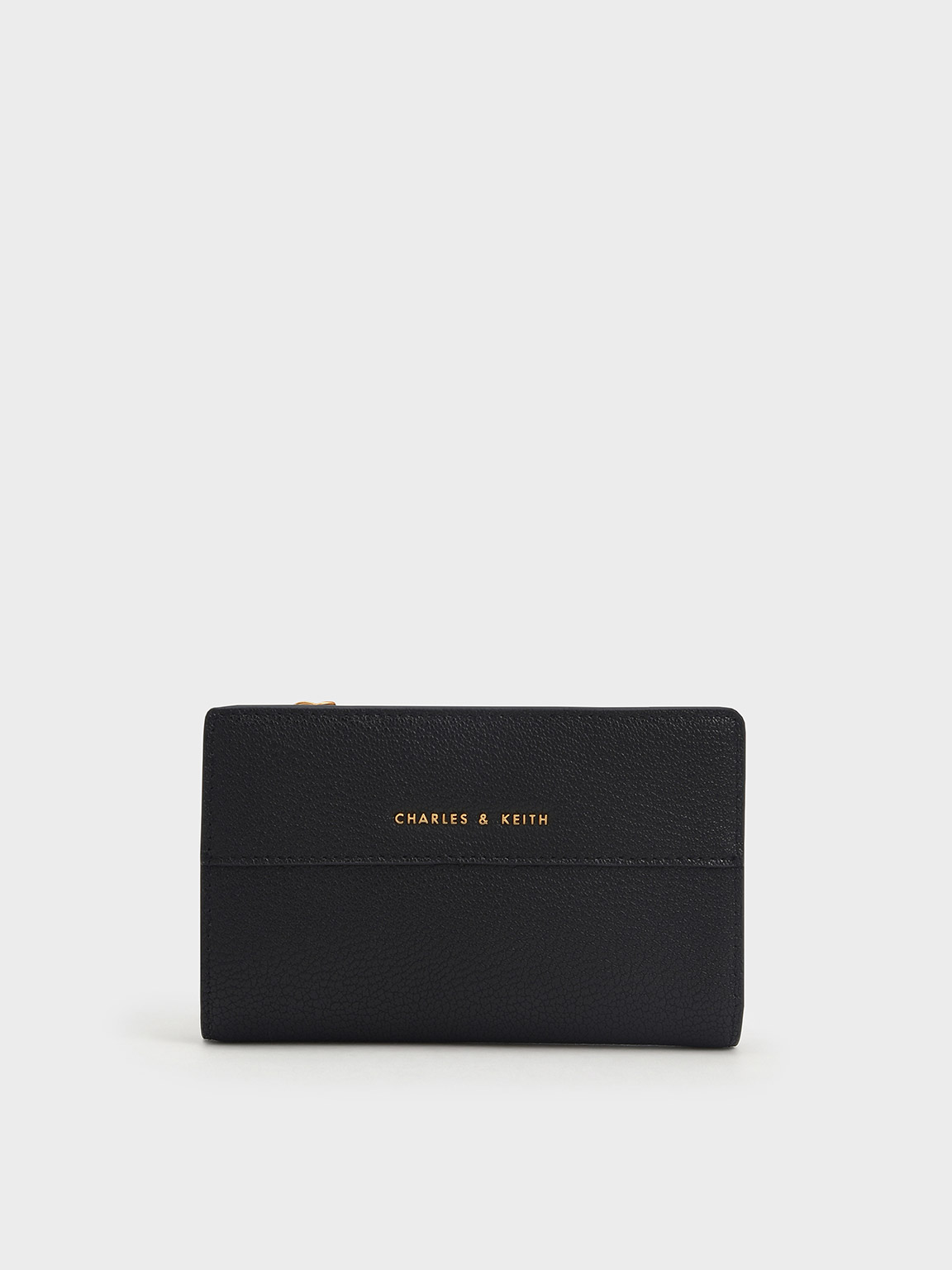 Black Top Zip Short Wallet - CHARLES & KEITH LK