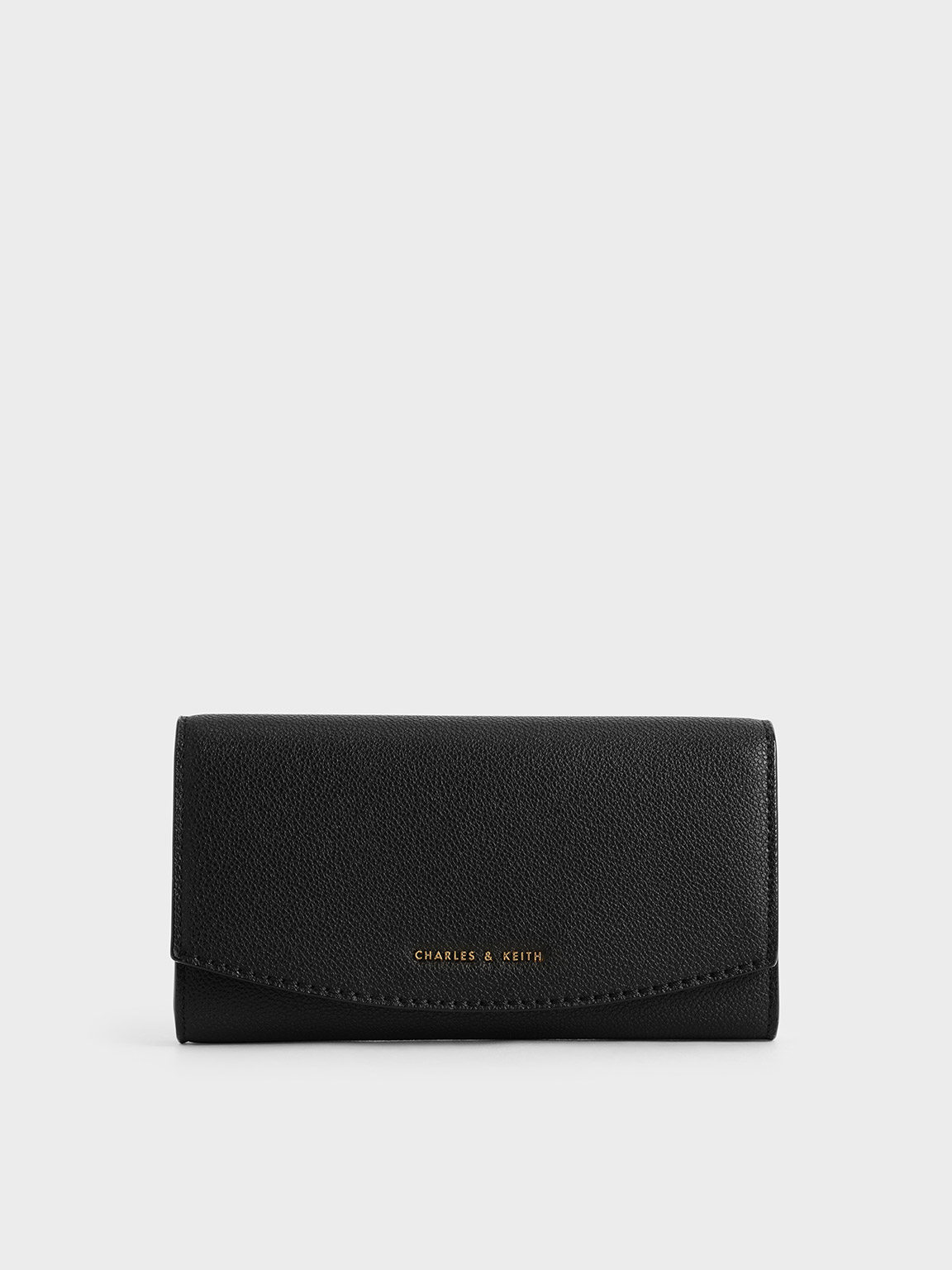 Black Curved Flap Long Wallet - CHARLES & KEITH PH