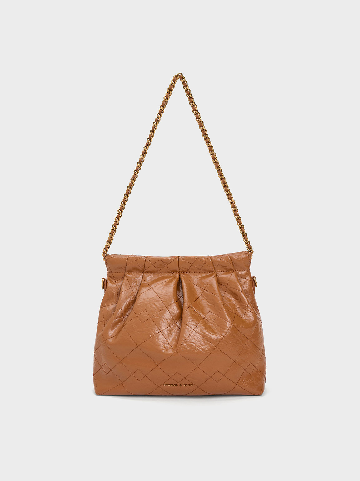 WMNS Adjustable Length Handle Hobo Bag - Magnet Closure / Coffee