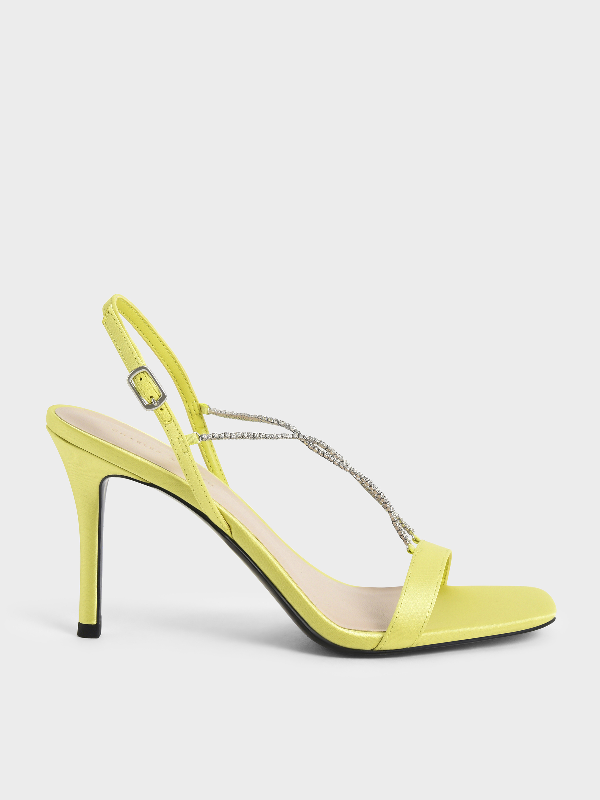 Lime Adel Recycled Polyester Gem-Strap Stiletto Sandals - CHARLES ...
