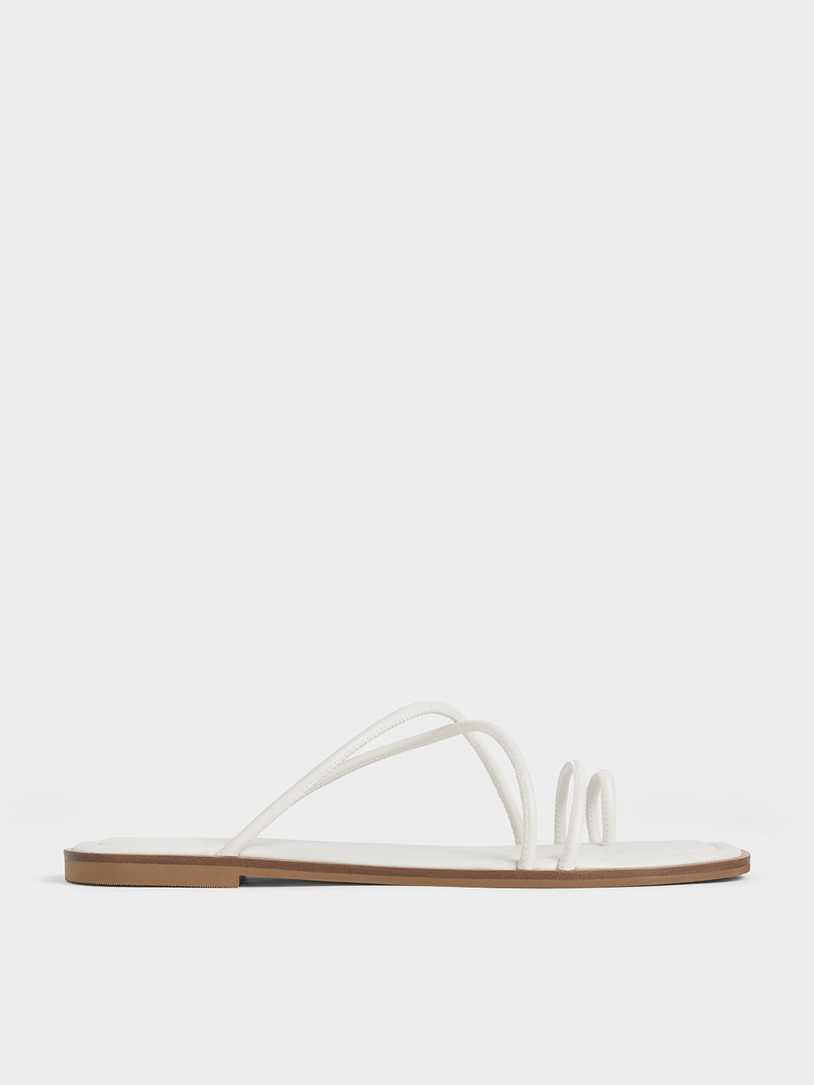 White Meadow Strappy Toe-Ring Sandals | CHARLES & KEITH