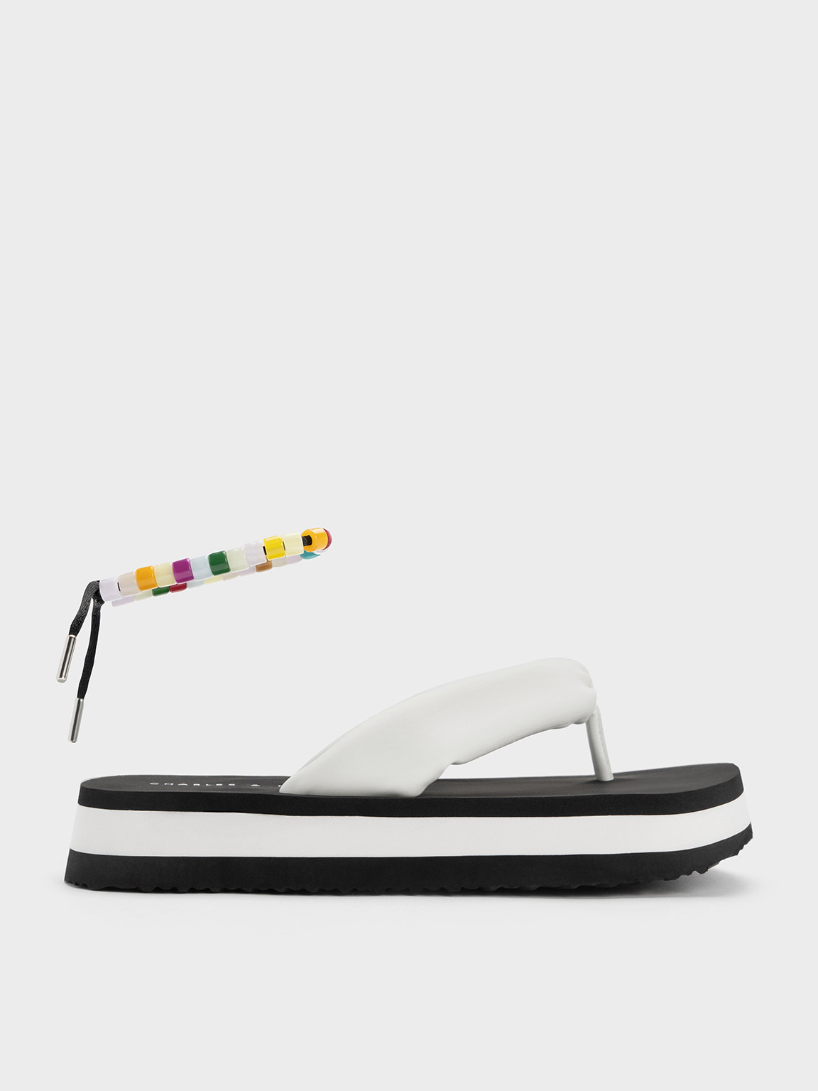 Charles & Keith Tana Puffy Thong Sandals In White