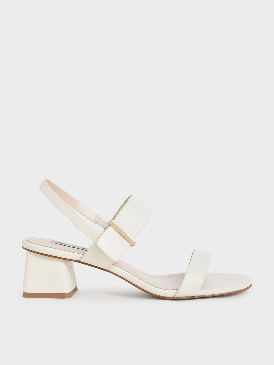 Chalk Metallic Accent Block Heel Slingback Sandals - CHARLES 