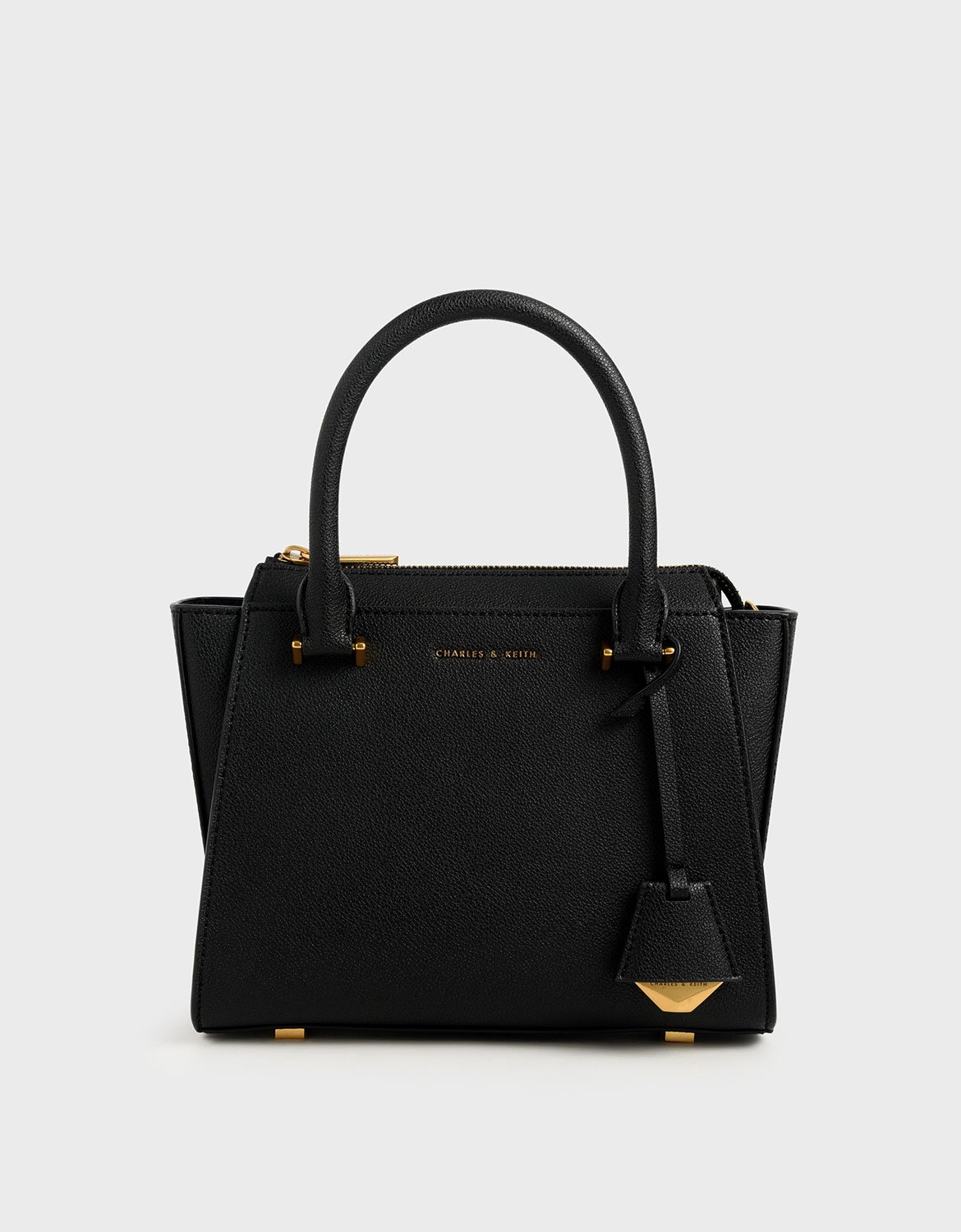 Black Structured Trapeze Bag  CHARLES  KEITH  US