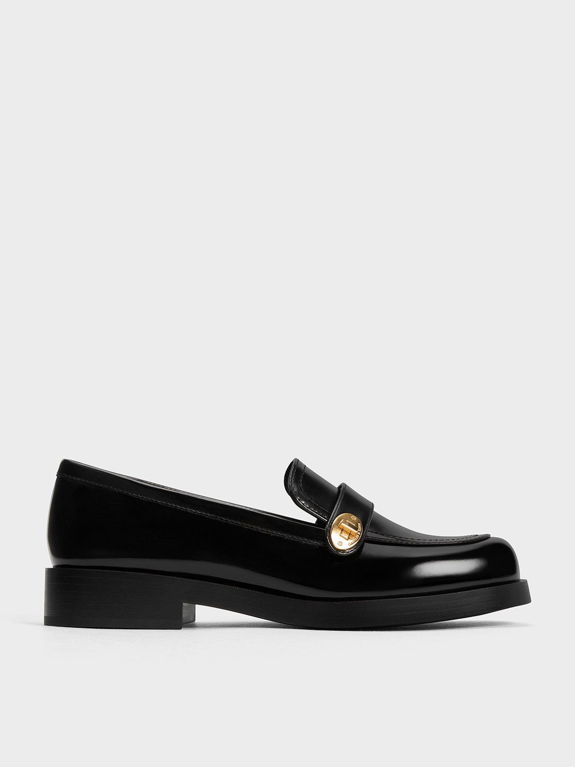 Black Box Metallic-Buckle Strap Loafers - CHARLES & KEITH SG