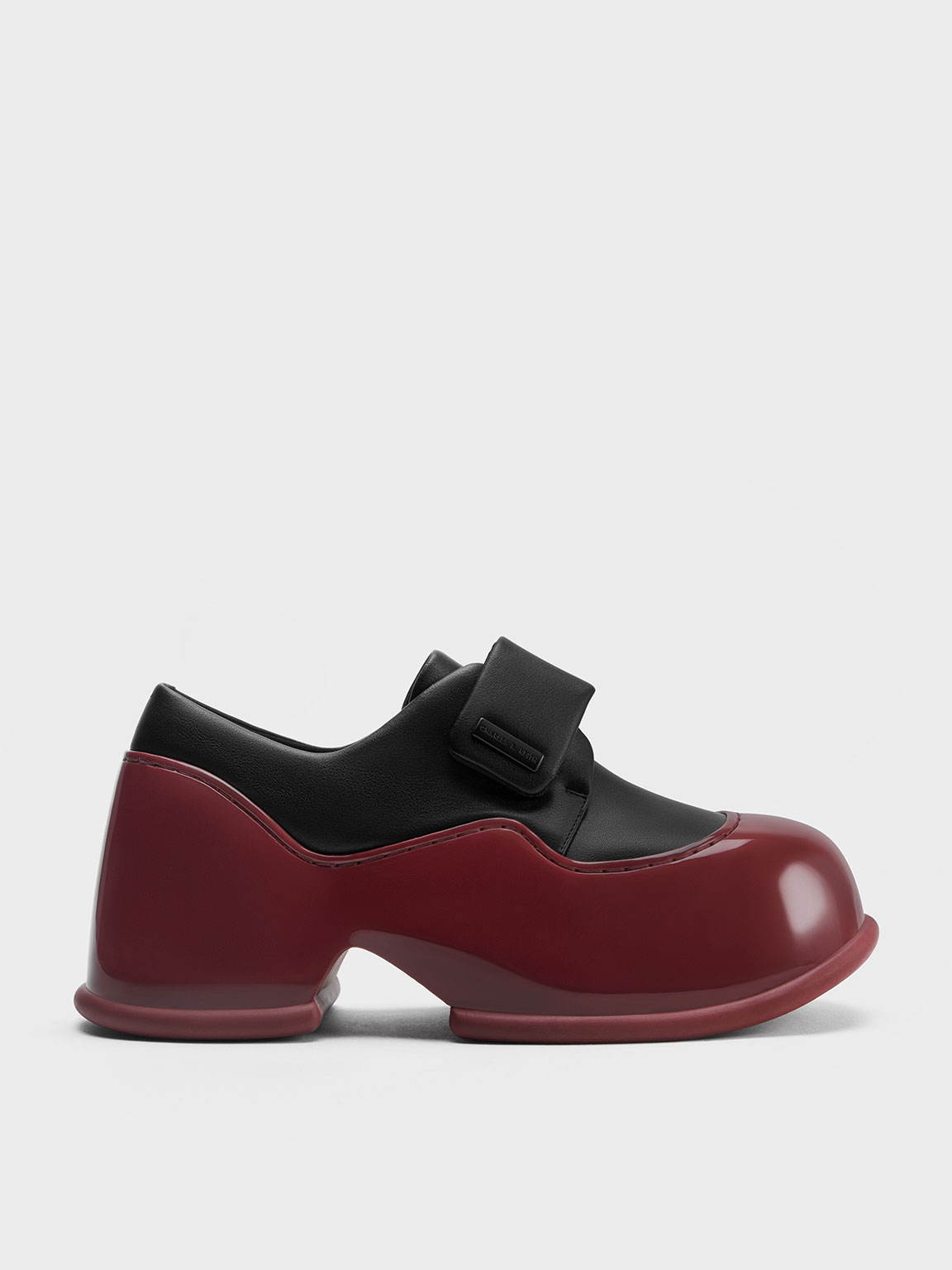 Red Pixie Patent Two-Tone Platform Loafers | CHARLES & KEITH