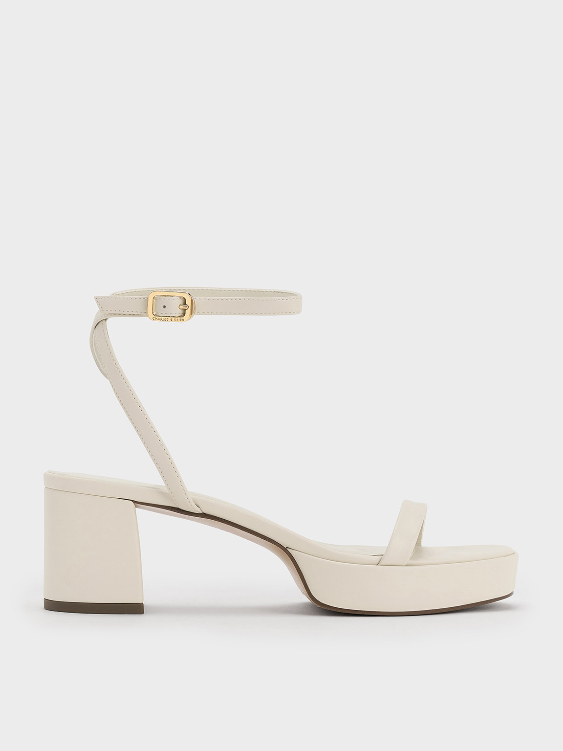 Chalk Thin-Strap Block Heel Sandals | CHARLES & KEITH