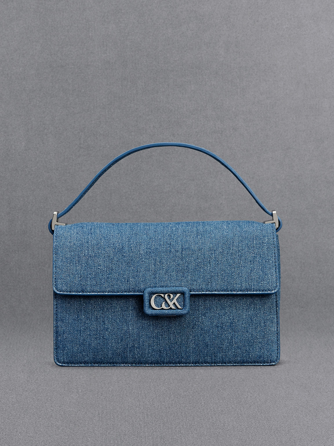 Shop Charles & Keith - Denim Shoulder Bag In Blue