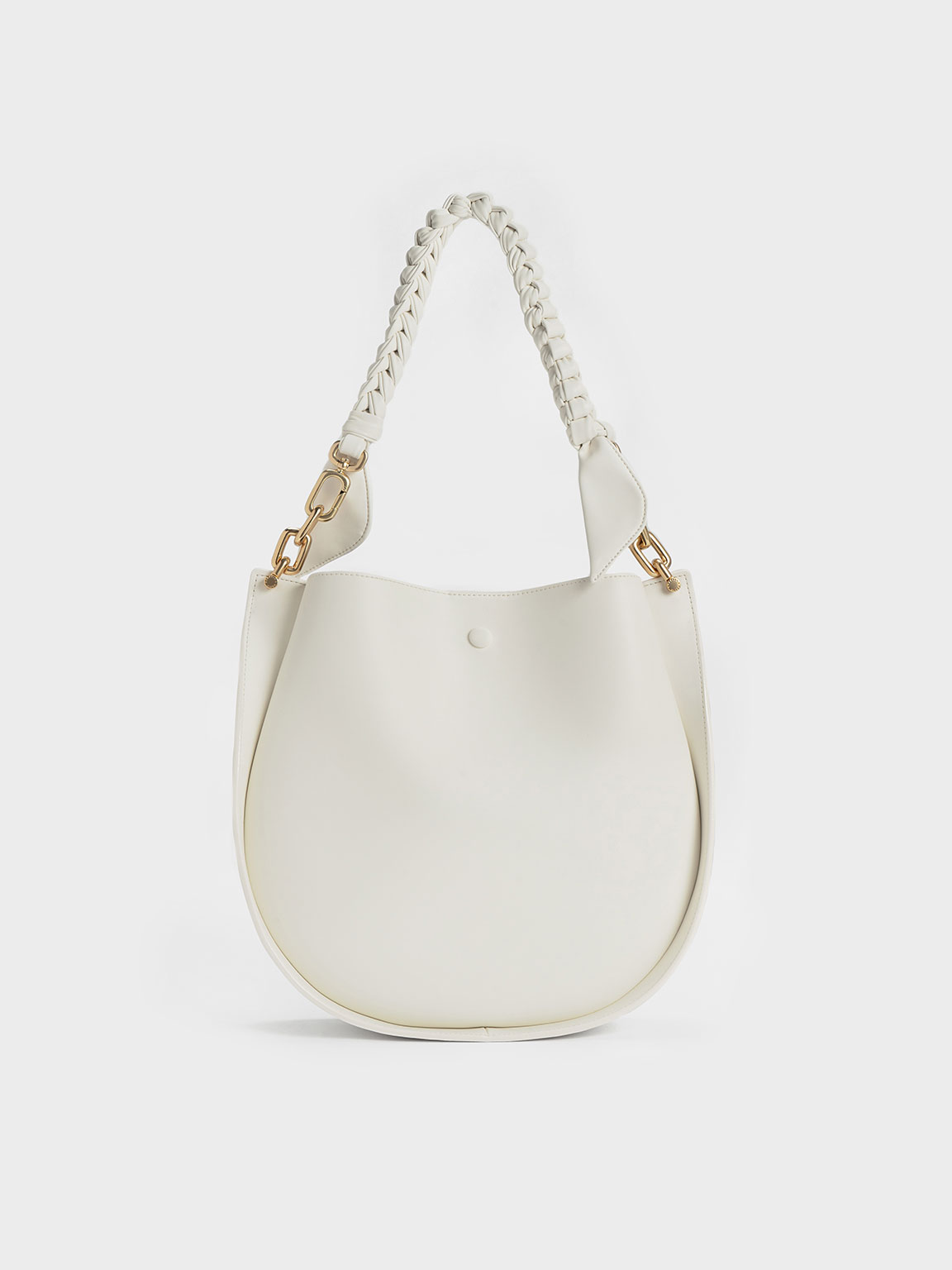 White Cleona Braided Handle Shoulder Bag - CHARLES & KEITH AU