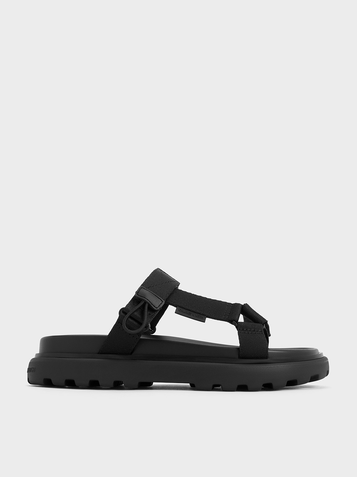 Charles & Keith Maisie Sports Sandals In Black Textured