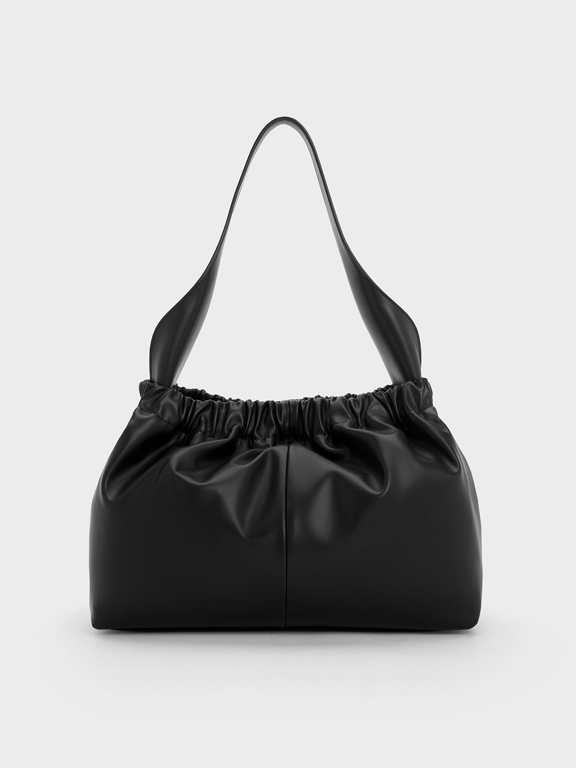 Noir Large Ally Ruched Slouchy Bag - CHARLES & KEITH US