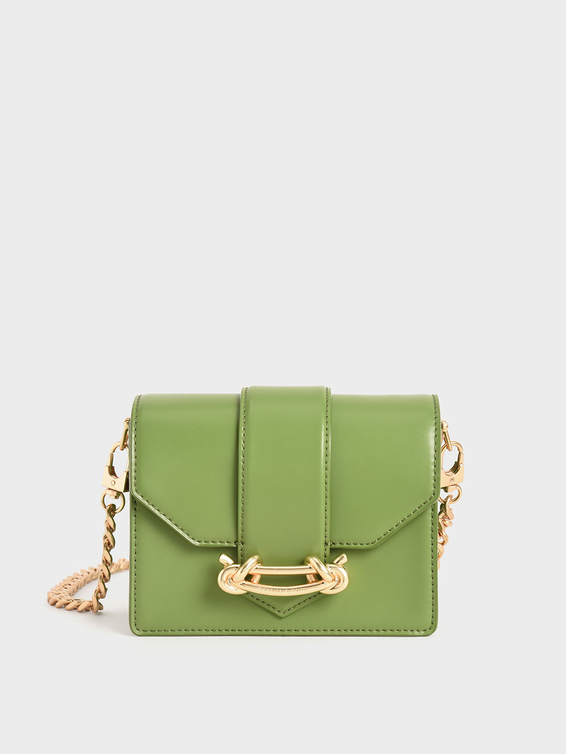 Green Metallic Buckle Crossbody Bag - CHARLES & KEITH US