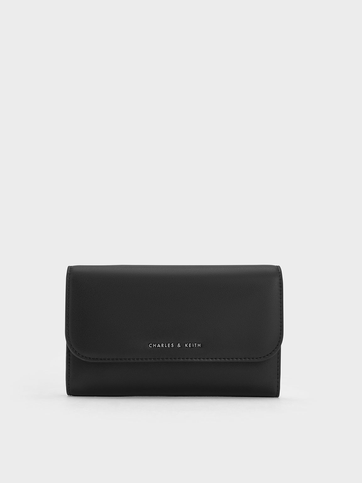 Noir Magnetic Front Flap Long Wallet - CHARLES & KEITH SG