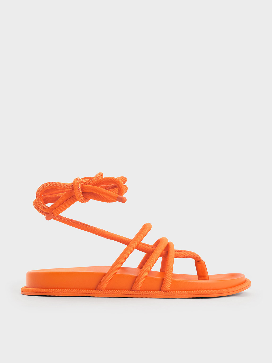 Shop Charles & Keith - Toni Tubular Tie-around Sandals In Orange