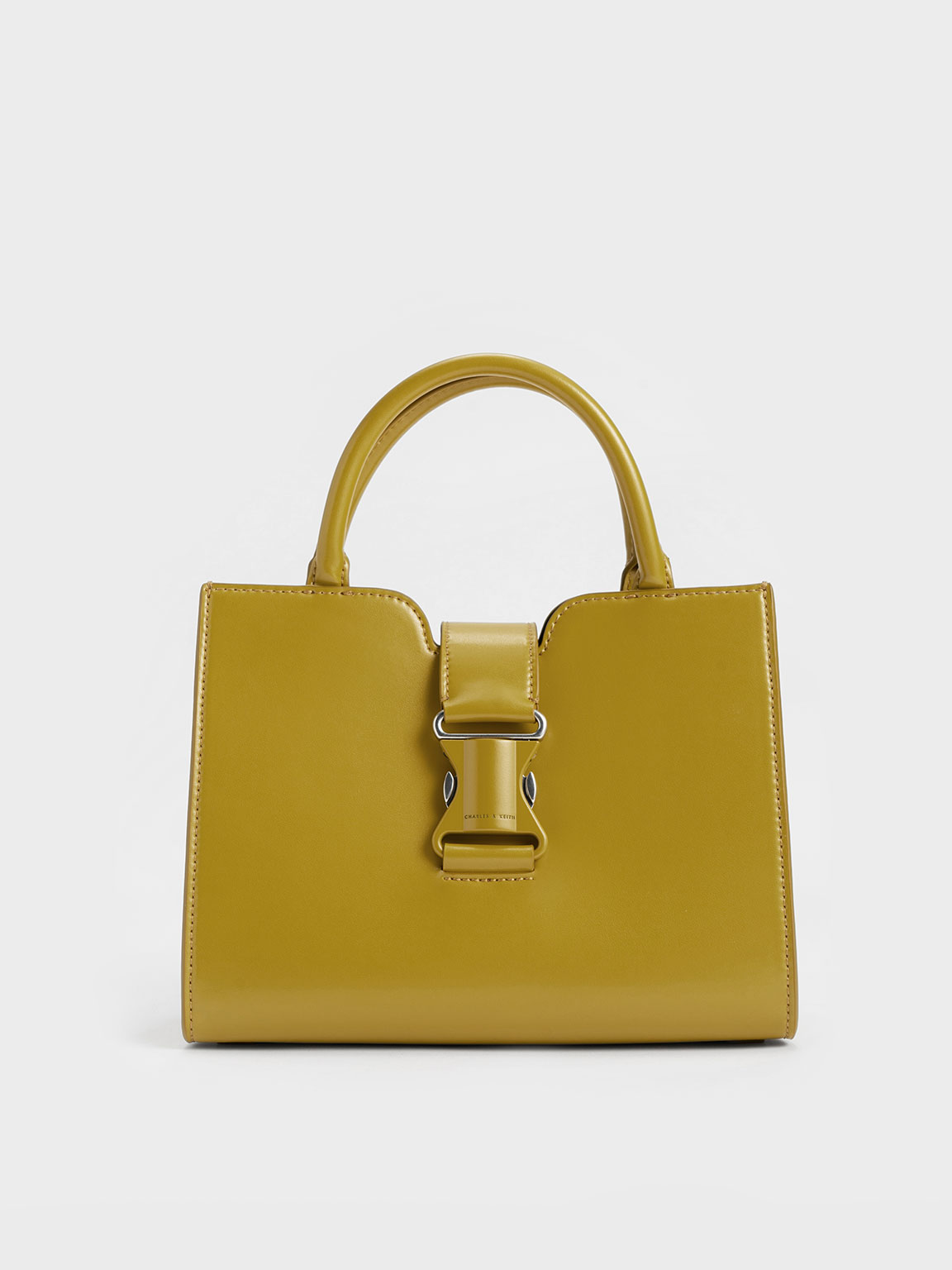 Mustard Ivy Metallic Buckle Tote - CHARLES & KEITH BD