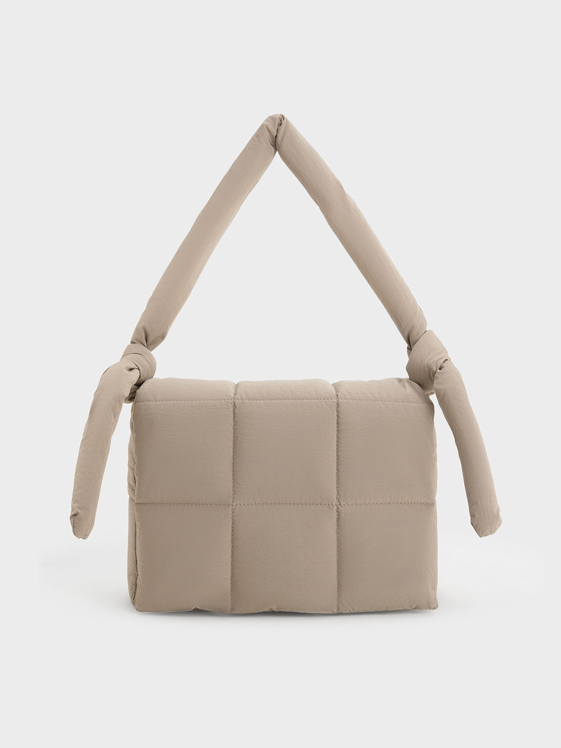 Taupe Errya Nylon Quilted Puffy Crossbody Bag - CHARLES