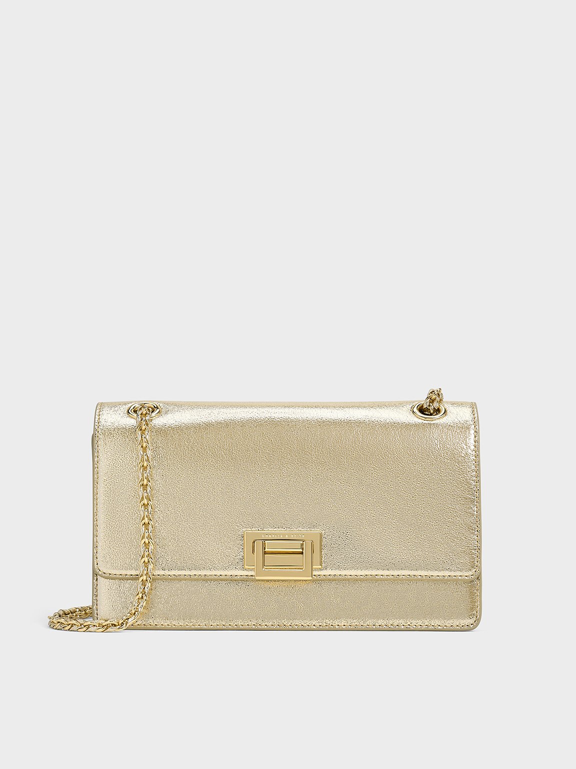 Gold Everline Glittered Braided Strap Shoulder Bag CHARLES KEITH