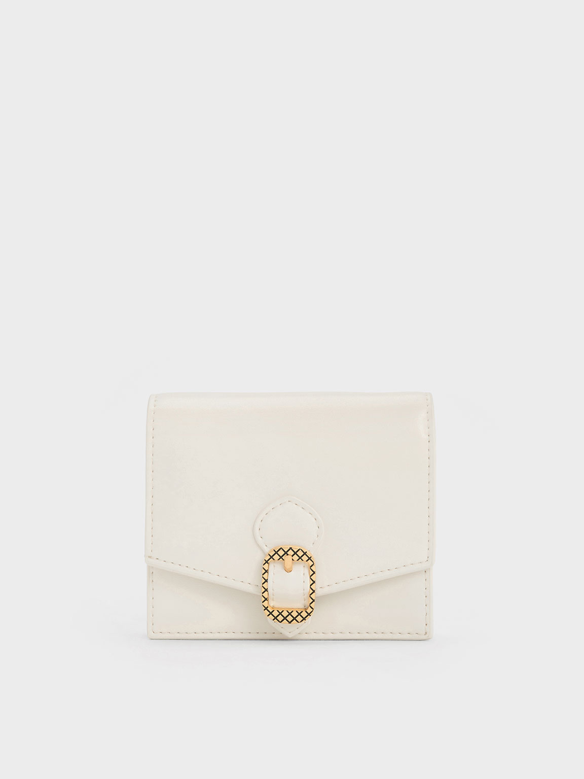 Cream Avis Printed-Buckle Wallet - CHARLES & KEITH US