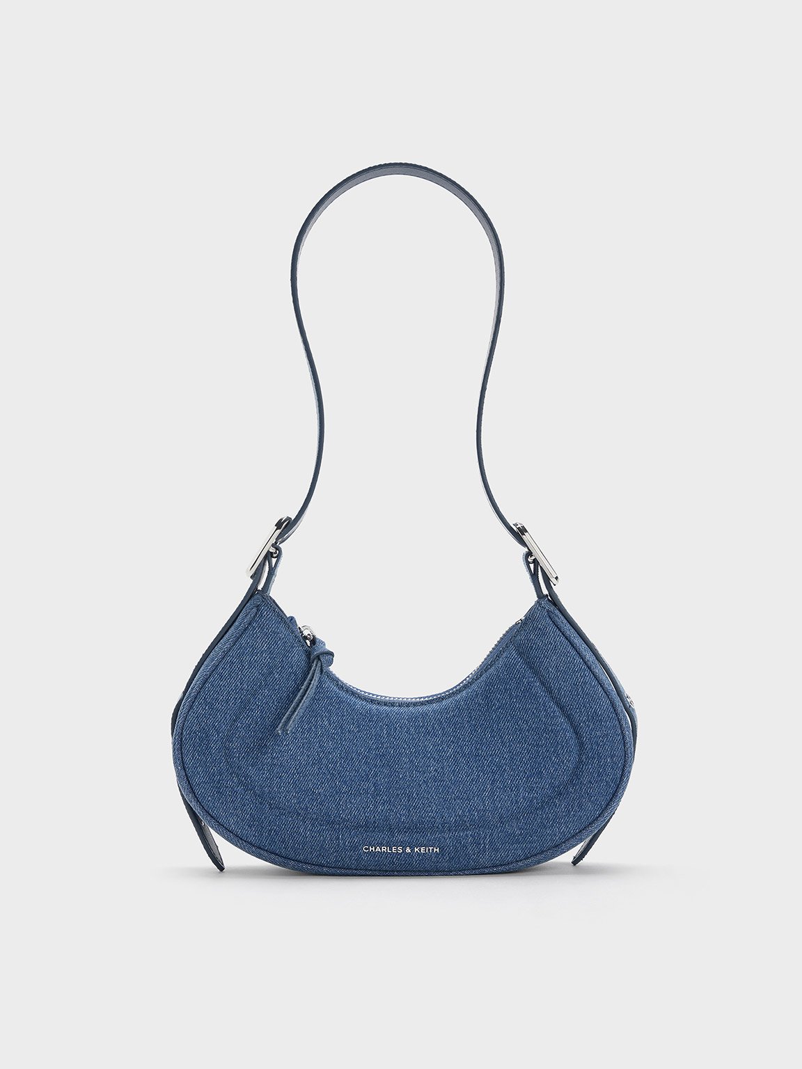 Blue Petra Denim Curved Shoulder Bag CHARLES KEITH CA