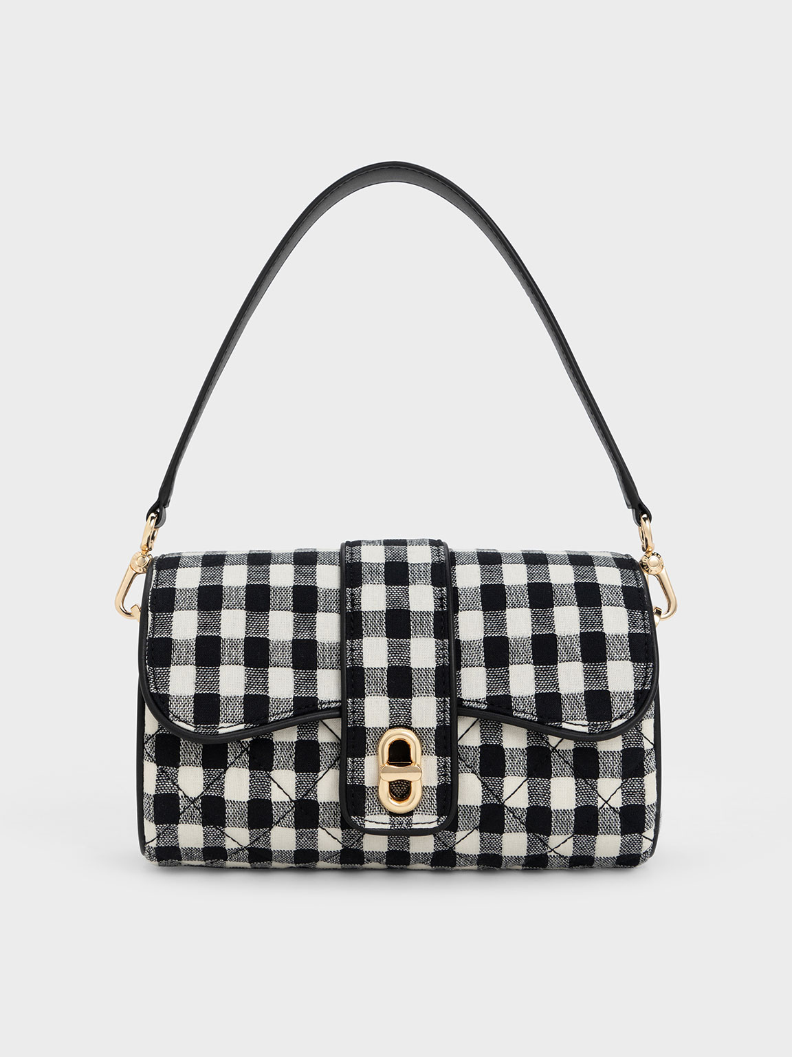 Small crossbody bag - Black/Dogtooth-patterned - Ladies