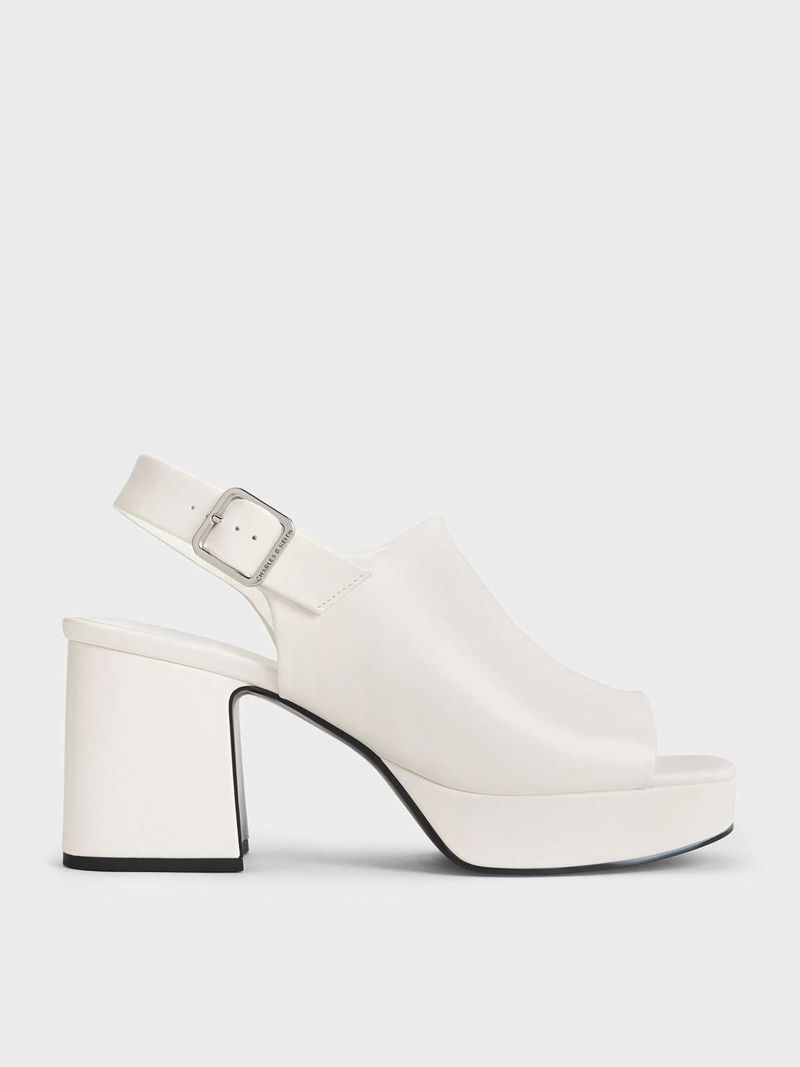 White Peep-Toe Platform Sandals - CHARLES & KEITH US