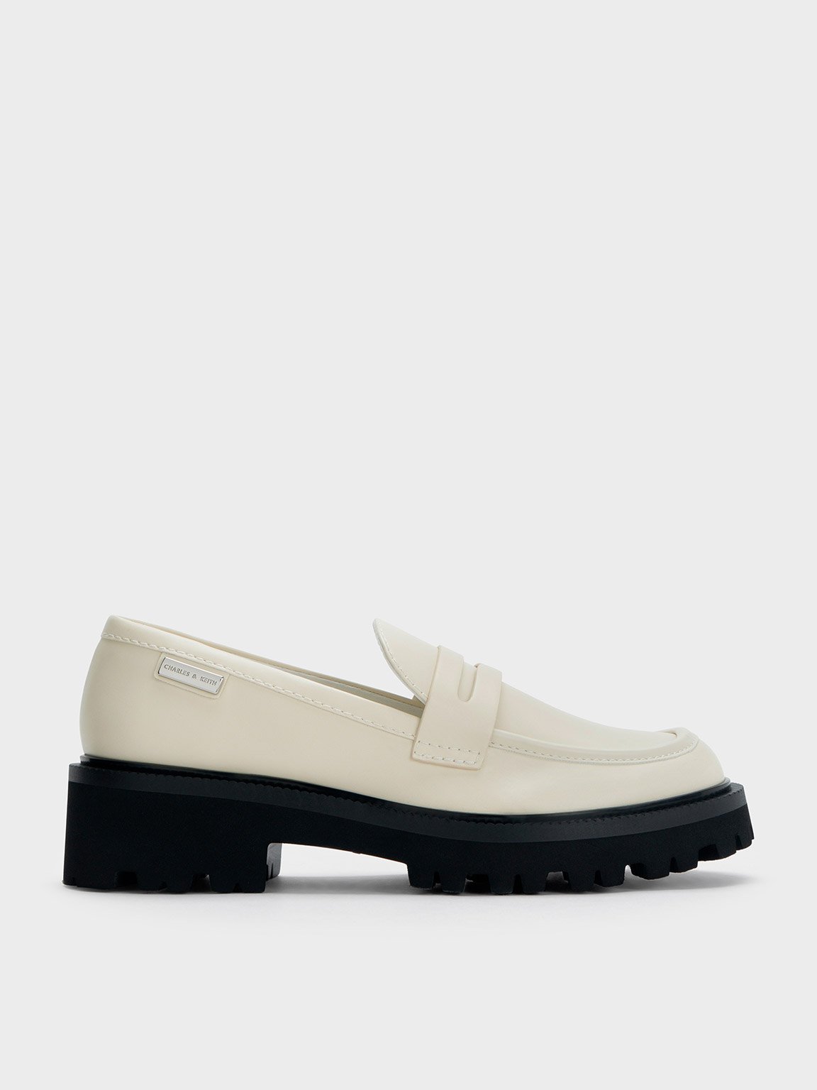 Chalk Remy Covered Ridge-Sole Loafers - CHARLES & KEITH SG