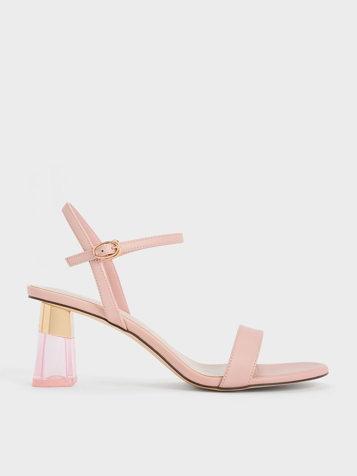 Charles Keith Clear Trapeze Heel Sandals Blush US 6