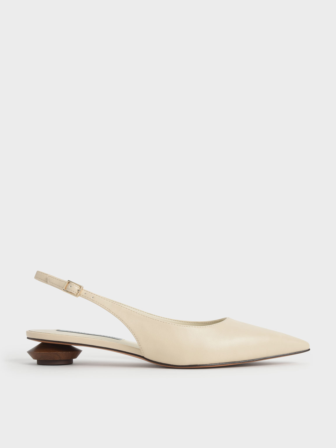 Chalk Sculptural Heel Slingback Pumps - CHARLES & KEITH International