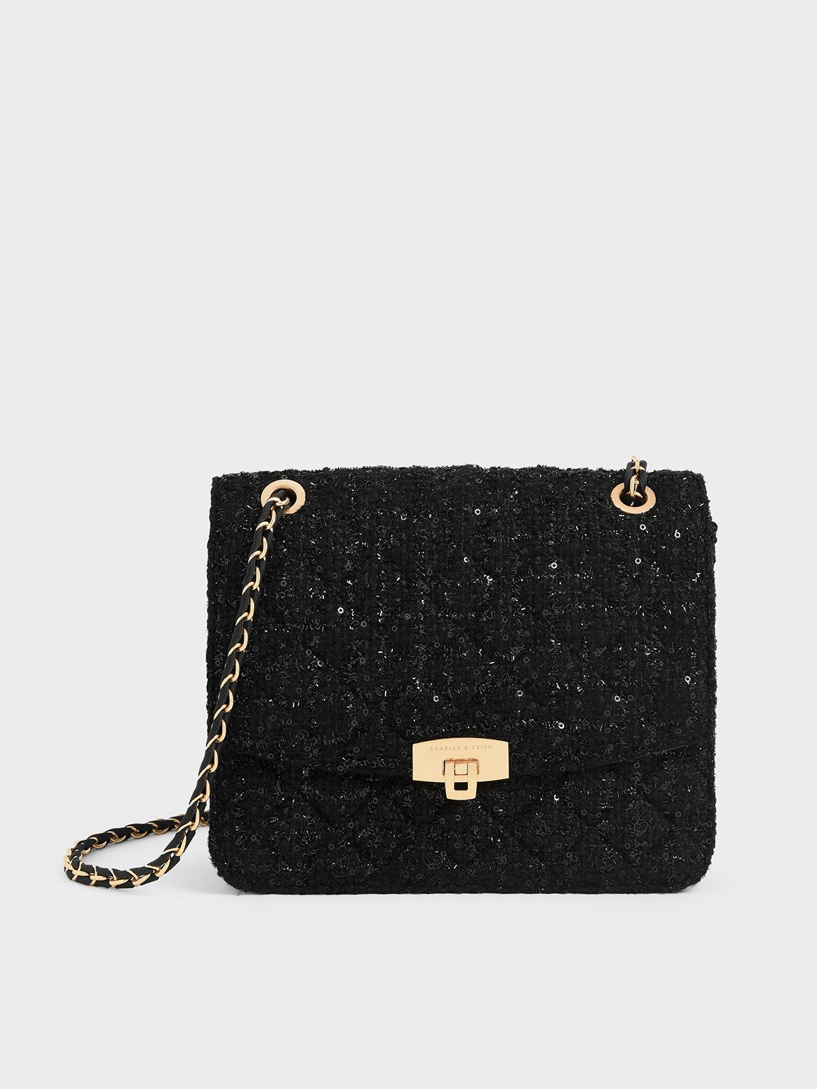 Black Quilted Chain Strap Bag - CHARLES & KEITH US