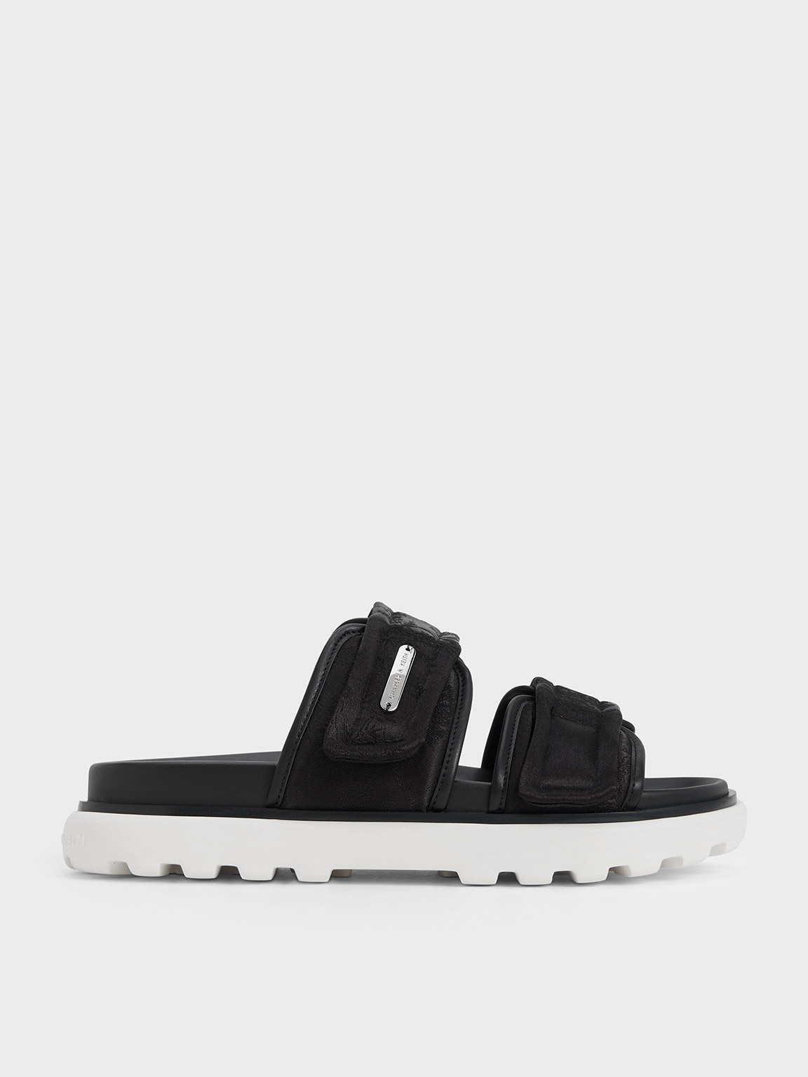 Black Textured Clementine Recycled Polyester Sports Sandals