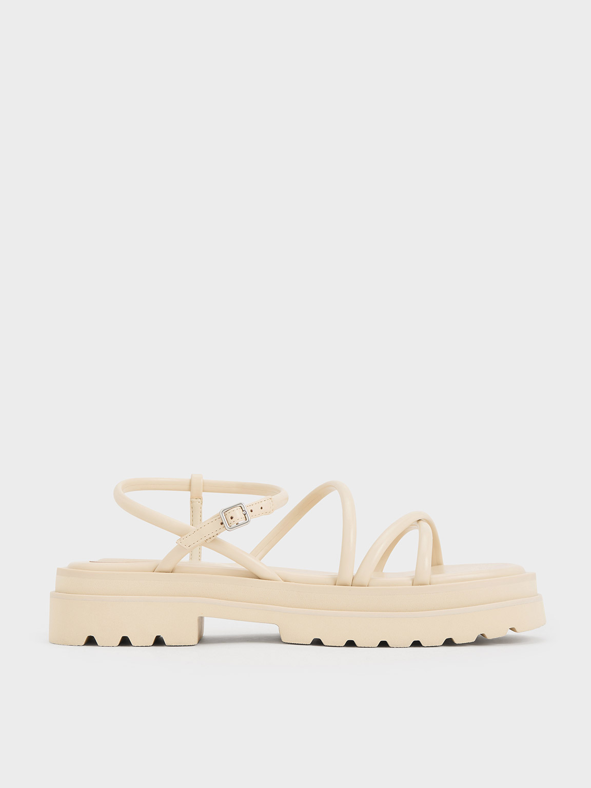 Shop Charles & Keith - Tubular Strap Sandals In Beige