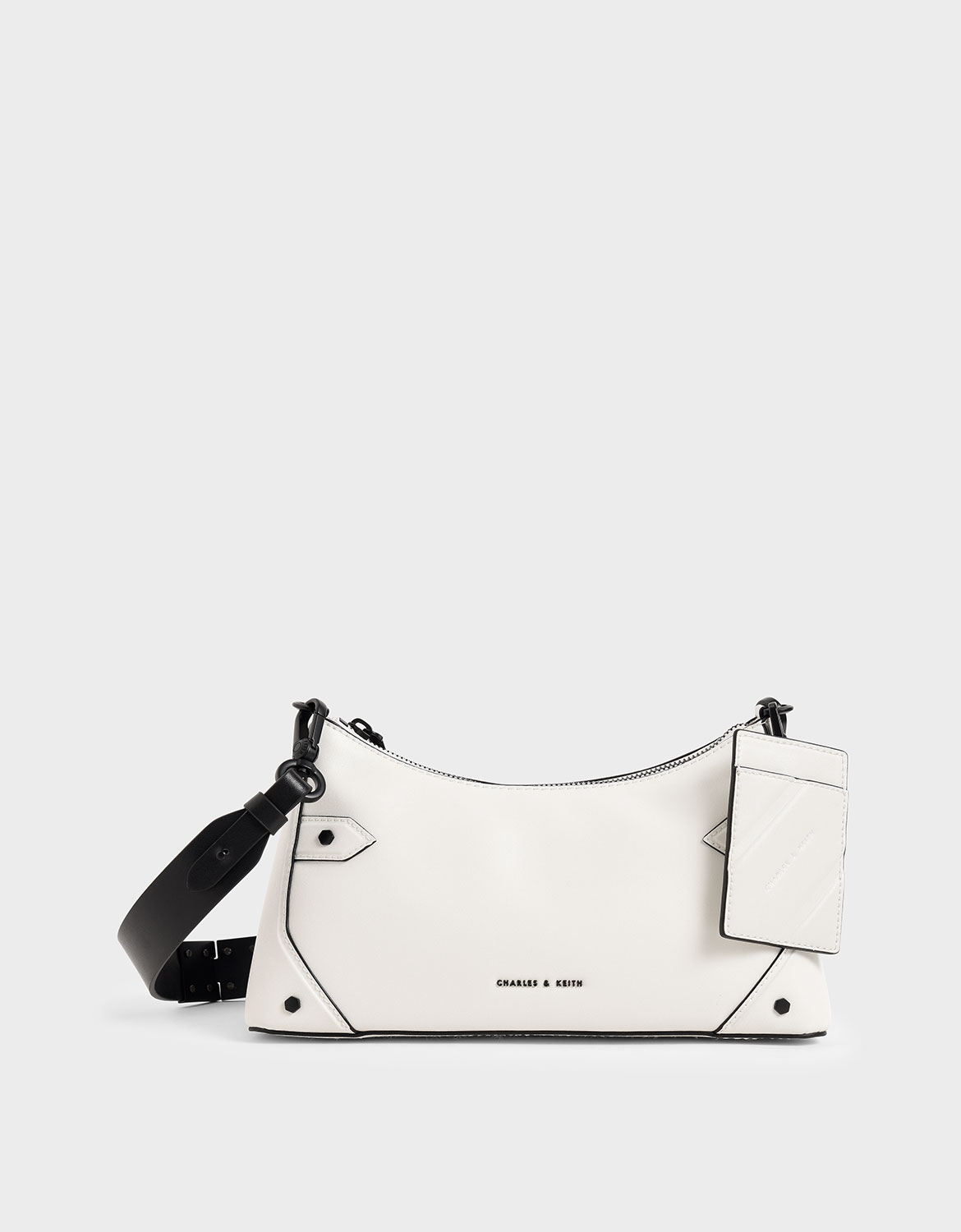 Noir Blanche Chevron Chain Handle Bag - CHARLES & KEITH US