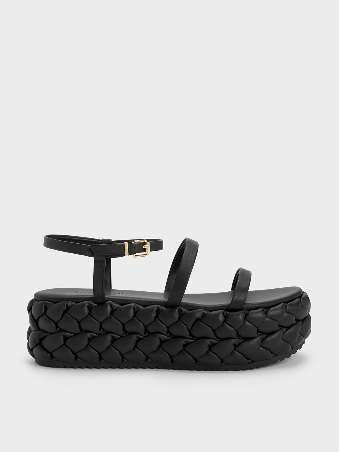 Rockstud 125 textured-leather espadrille wedge sandals