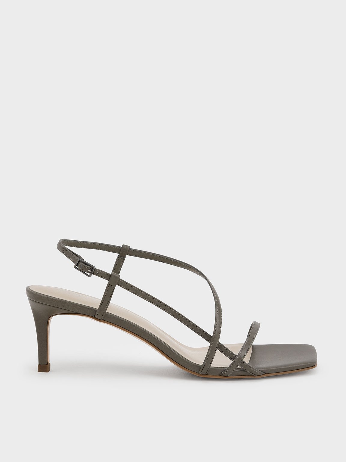 Brown Toe Loop Heeled Sandals - CHARLES & KEITH International