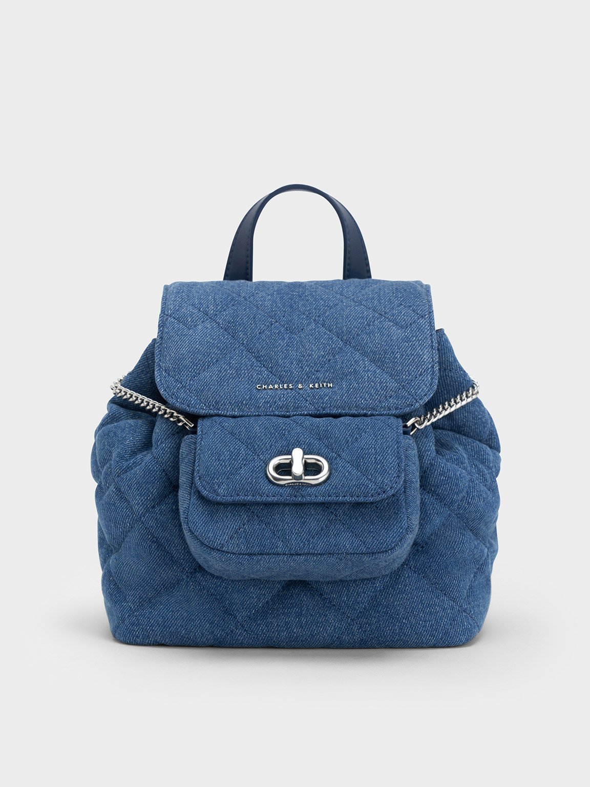 Blue Aubrielle Denim Quilted Backpack | CHARLES & KEITH