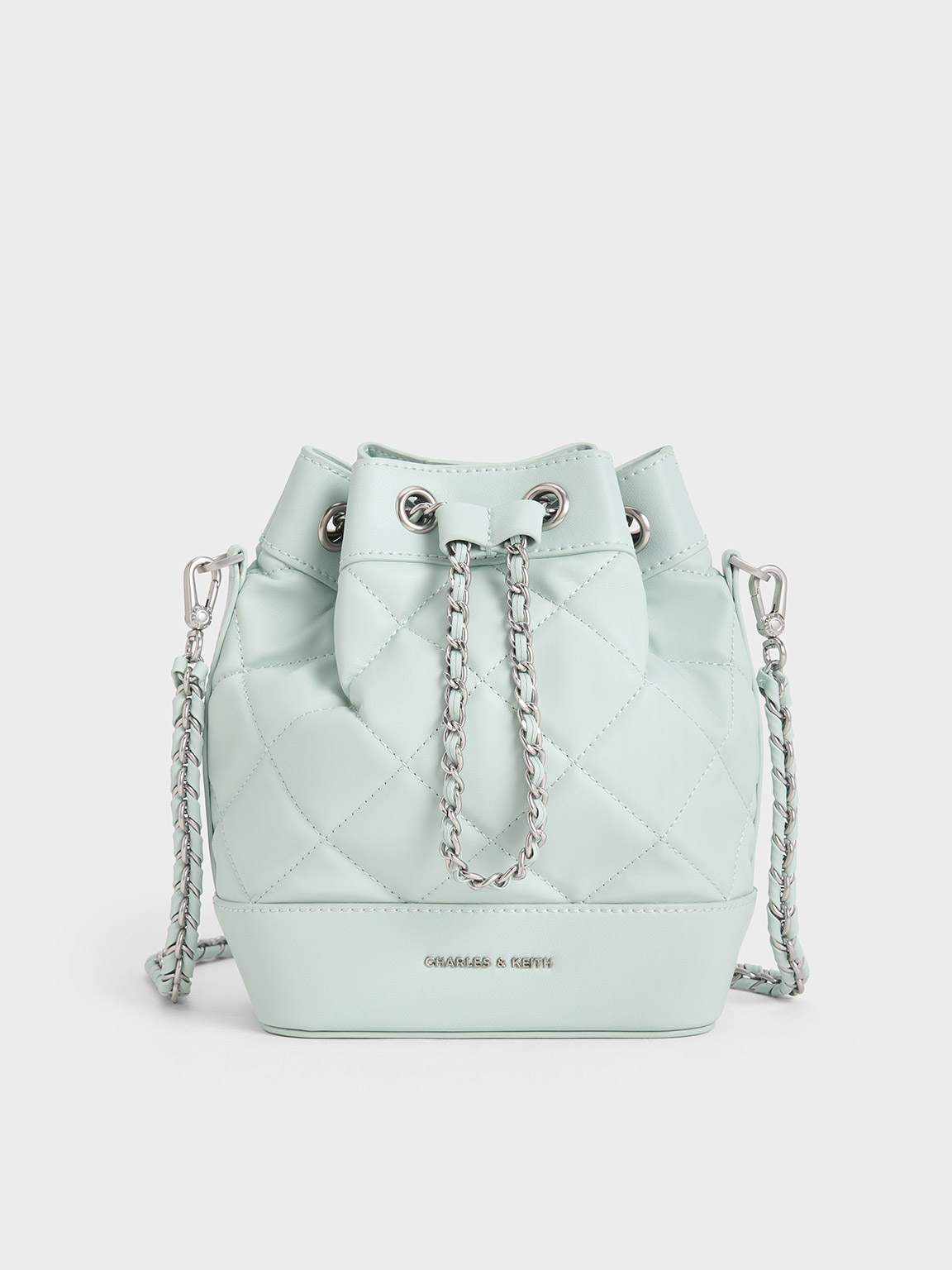 Sage Green Quilted Two-Way Bucket Bag | CHARLES & KEITH