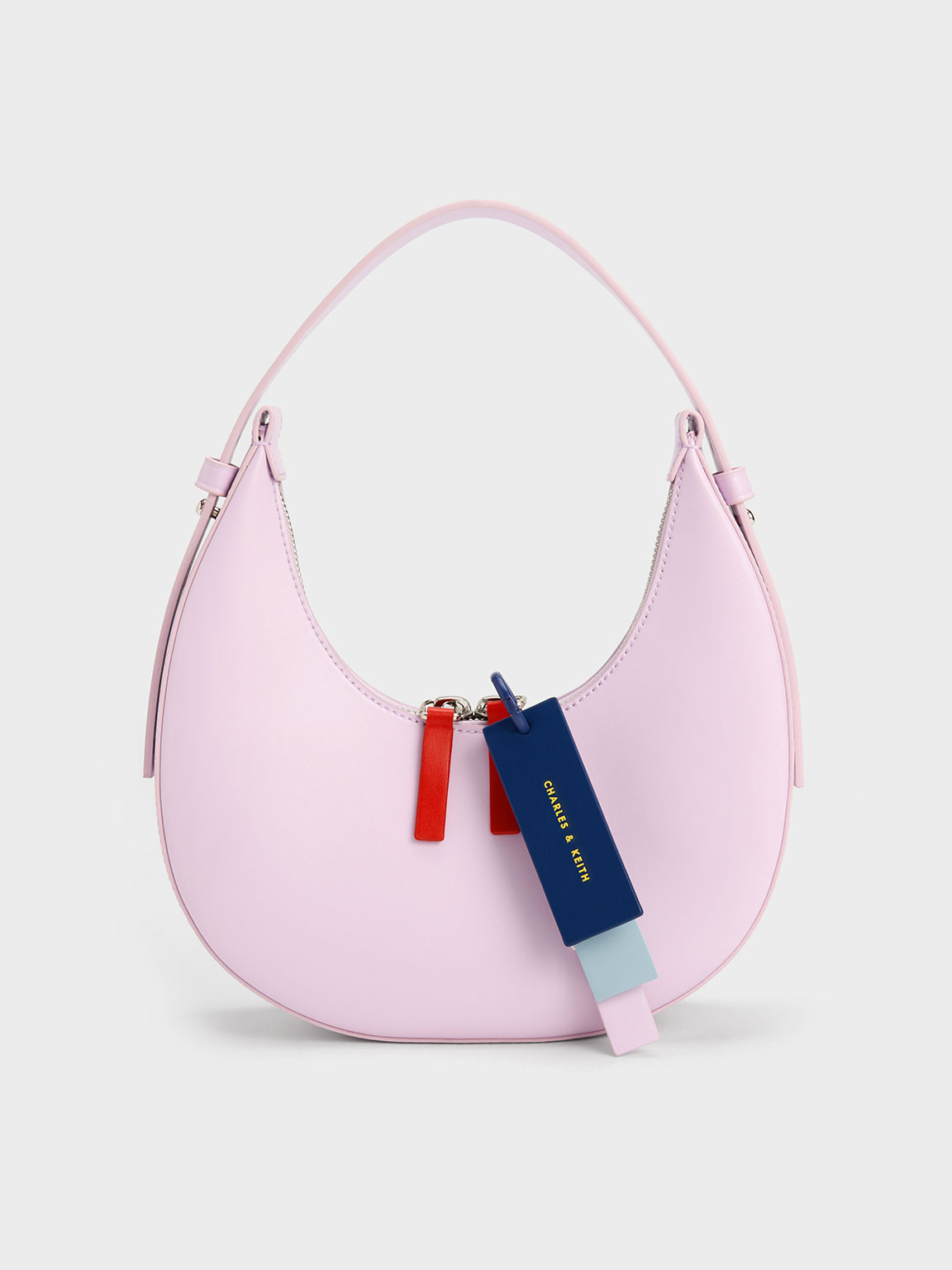 Charles & Keith - Women's Cockade Crescent Hobo Bag, Blue, M